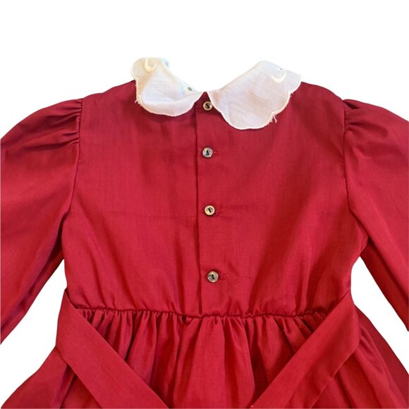 Vintage Polly Flinders Hand Smocked Floral Eyelet Peter Pan Collar Dress 5 - Picture 8 of 8